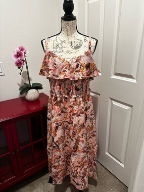 INC International Concepts Pink Floral Maxi Dress with Ruffle Bodice